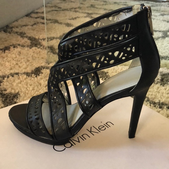Calvin Klein Black Multi Strap Heels Pumps - Picture 3 of 8